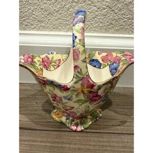 Royal Winton Grimwades Sweet Pea Chintz Floral Posy Basket Vintage Collectible